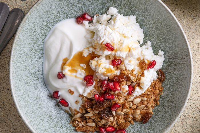 Cottage Cheese with Granola and Pomegranate