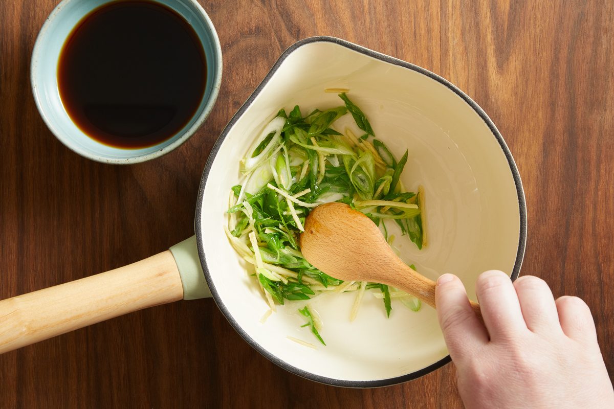 stir frying ginger mixture